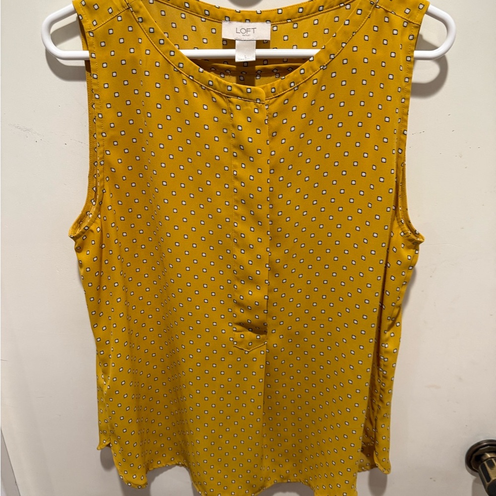 LOFT Gold Sleeveless Mandarin Collar Blouse